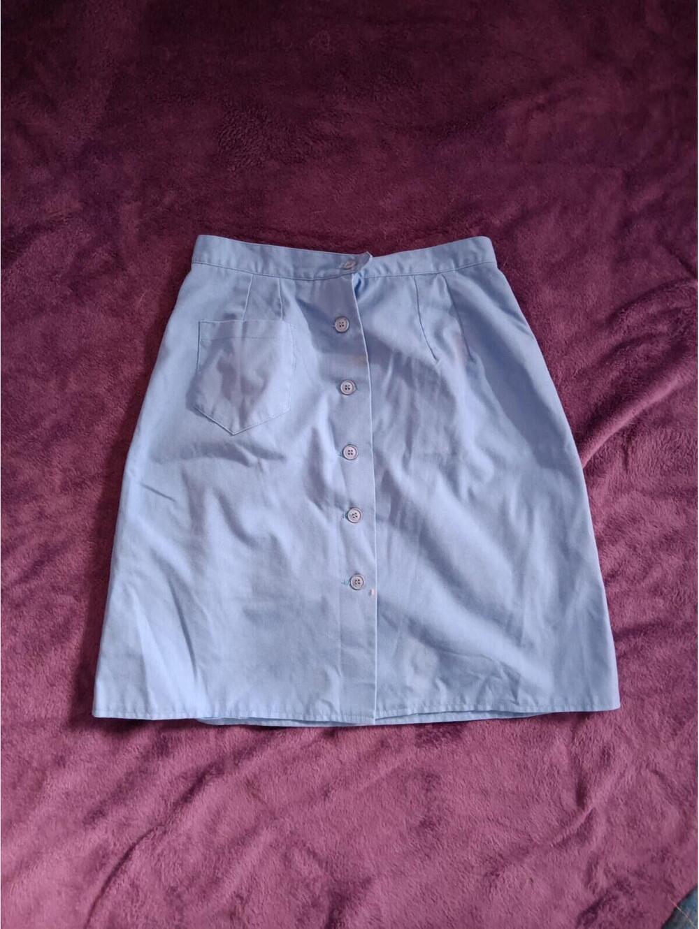 vintage 70s blue skort Sz 10 Button Up Medium Blue Stretchy Short Skort Cute